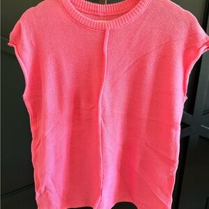 Sleeveless Knit Top in Bright Pink